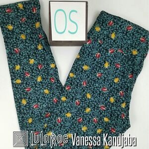 LuLaRoe OS Leggings Floral Green Red Yellow NEW